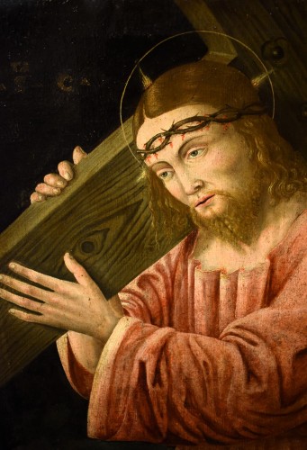 Tableaux et dessins Tableaux XVIe siècle - Le Christ portant la croix, Maître lombard fin du XVIe siècle